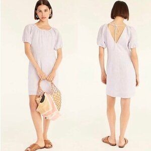 J.Crew Linen Dress Size 2 Tie V-Back Button Front Boho Beach